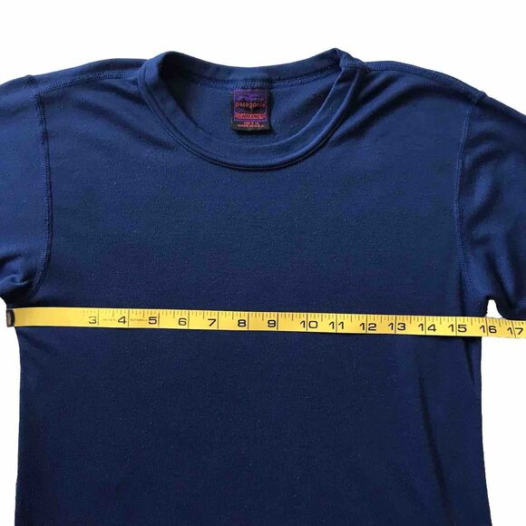 VTG Y2k Patagonia Kids 14 Capilene L/S Baselayer Crew Neck Shirt Blue Outdoors - Picture 4 of 7